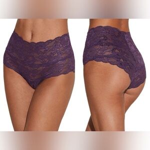 Cosabella Never Say Never Stretch Lace High Rise Bikini in Elegant Purple Size M